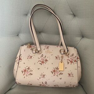 Coach Floral Dome Satchel in Blush Pink and Gold